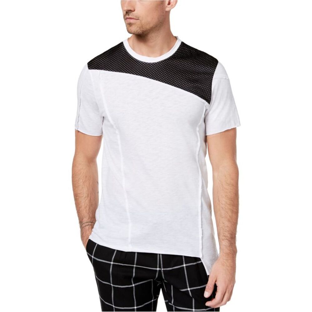 JM Collection Mens Marled Knit Basic T-Shirt, White, XL, DM